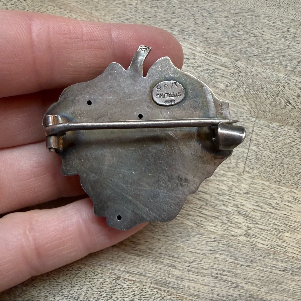 WILLIAM KERR SILVERSMITH Sterling Poppy Brooch Vintage Art Nouveau - Picture 2 of 3